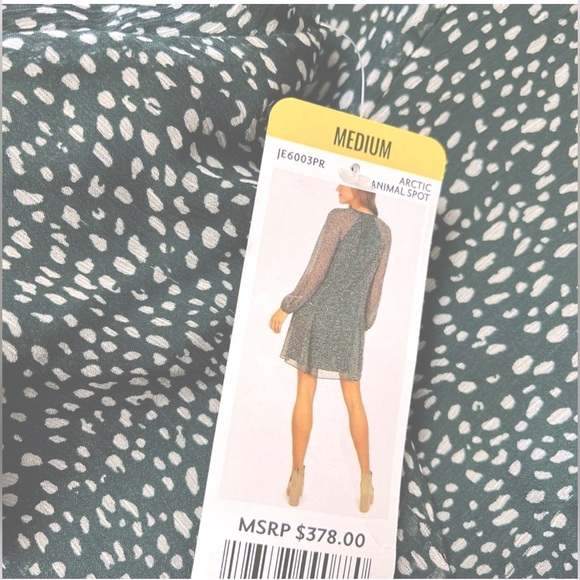 NWT Joie Limited Edition Long Sleeve Arctic Spot Chiffon Dress Front Button ZP1 - Picture 7 of 9